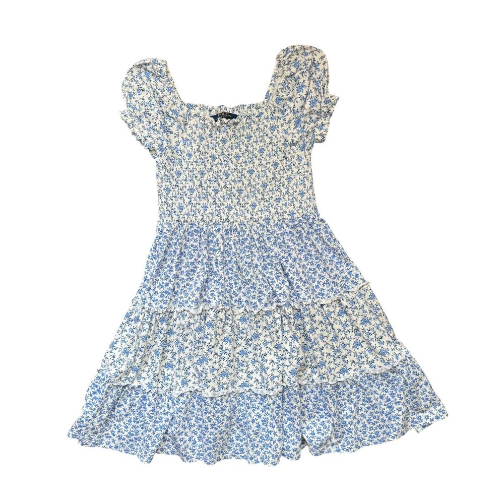 Girls Polo Ralph Lauren Blue Floral Dress Size 16 XL Wildflower Boho Cottagecore